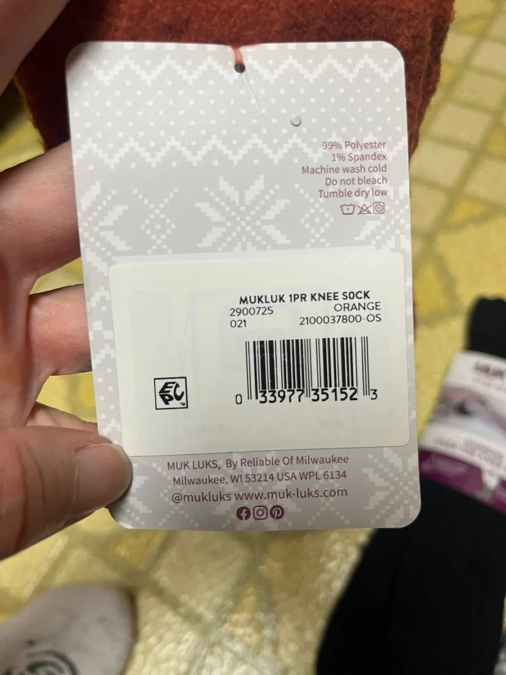 2 New Muk Luks Over The Knee Socks in Black and Orange - Picture 3 of 13